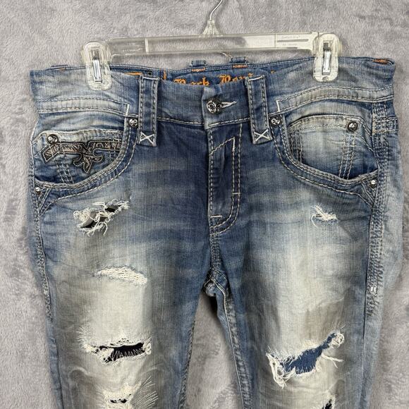 Rock Revival Men’s Jeans Jayshi Alt Straight 34 Distressed Grunge Skater Street - Picture 2 of 9